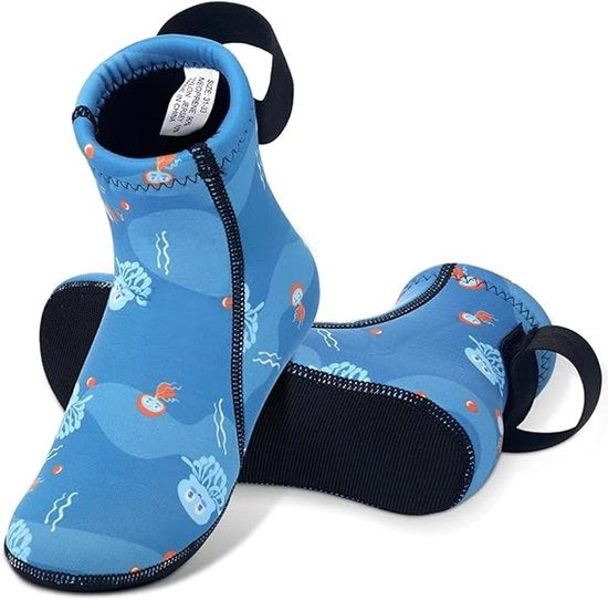 Dimensioni 34-37 (adatti a 20 cm) Calze per bambini con parete blu, calze da nuoto per bambini con gomma 3 mm, stivali per bambini per acqua fredda, stivali per bambini da sub, wetsuits antiscivolo, scarpe per bambini da spiaggia, adatti per beach volley.