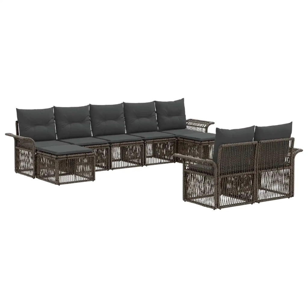 Set Divano da Giardino 9 pcs Grigio polyrattan 3434957