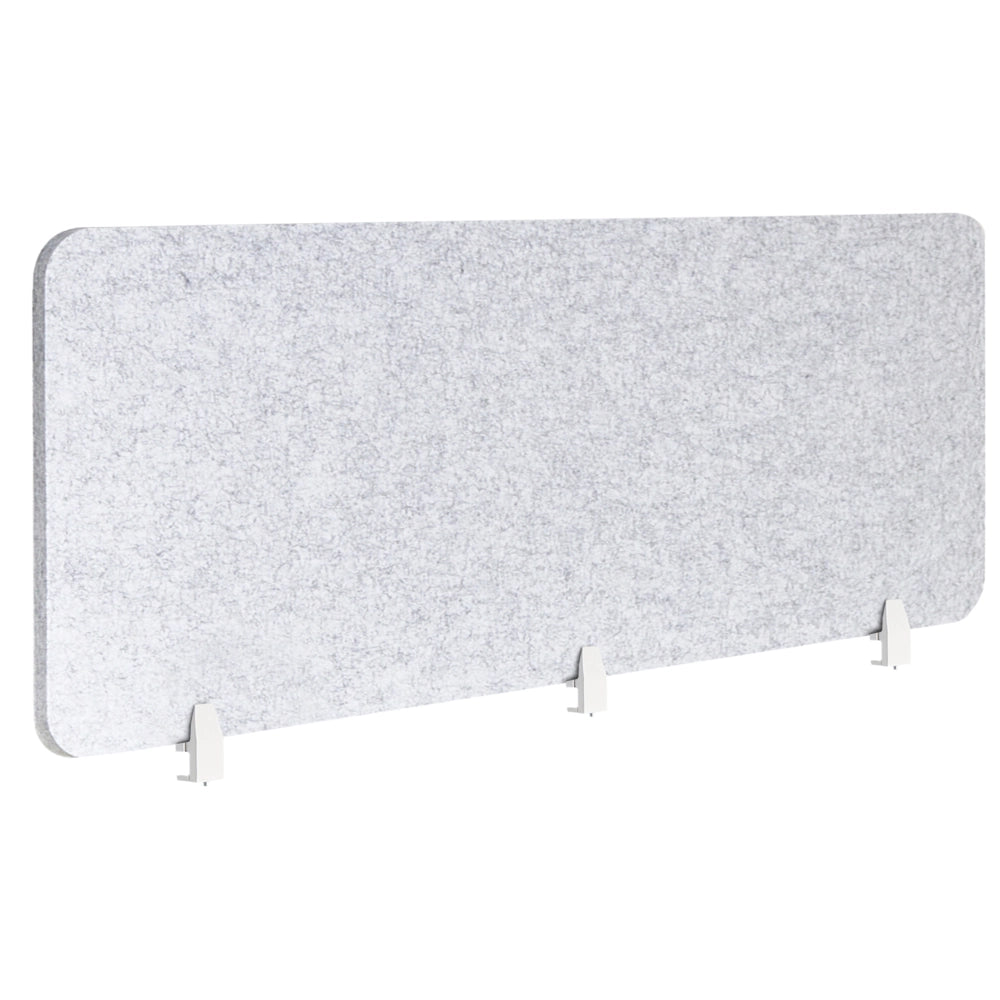 Pannello divisorio in PET per scrivania rivestito in tessuto 180 x 50 cm Grigio Morsetti di montaggio modulari Casa Ufficio