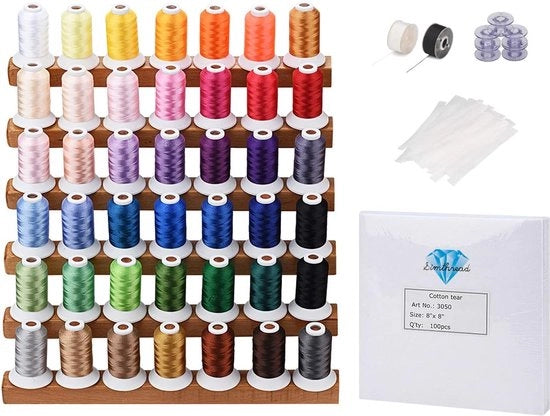 Borduurgare automatiche e Tear Away, tessuto da cucito con scatola di conservazione, filo da cucito, 40 colori, 100 fogli/pacco