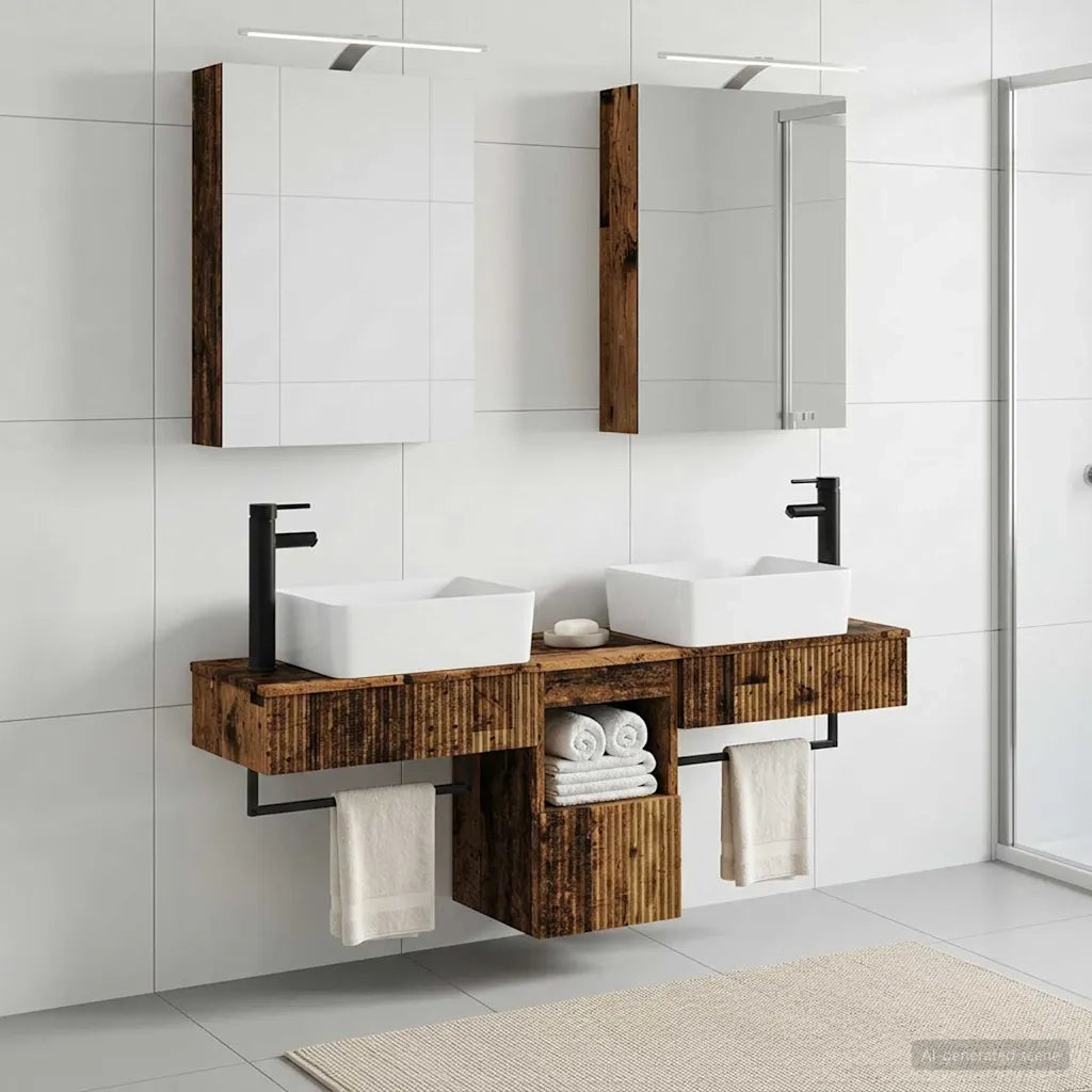 Set di Armadi da Bagno 5 pcs Legno antico 50 x 14,5 x 70 cm 3406317