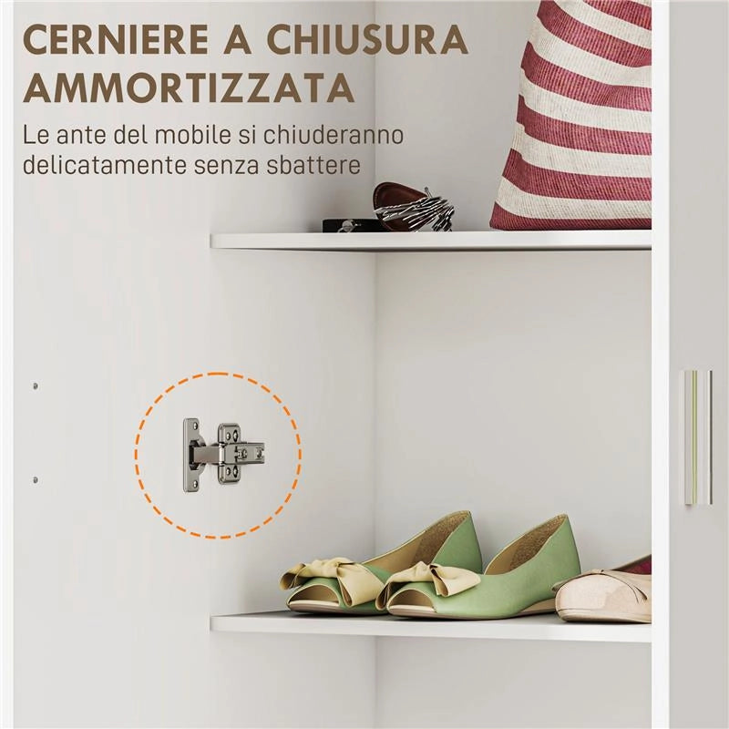 MOBILE MULTIUSO MODERNO CON 5 RIPIANI E LIVELLI REGOLABILI IN LEGNO 60X31.5X165 CM BIANCO