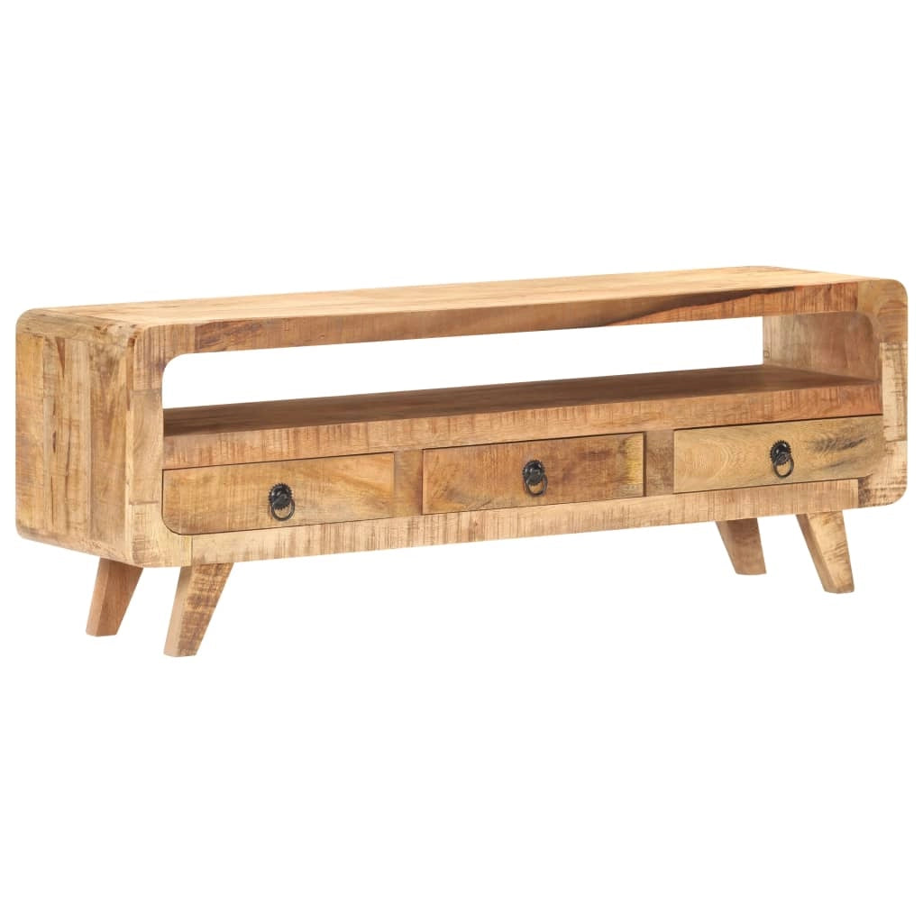Mobile TV multimediale scaffale TV credenza TV sala da pranzo soggiorno camera da letto 117 x 30 x 41 cm legno massello di mango marrone grezzo 02_0025798