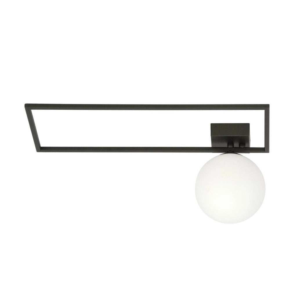 Lampada a parete IMAGO in acciaio nero opaco e vetro opale