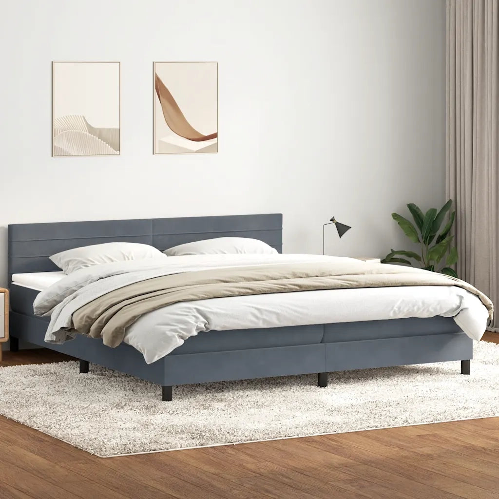 Giroletto a Molle con Materasso Grigio Scuro 180x210 cm Velluto 3316318