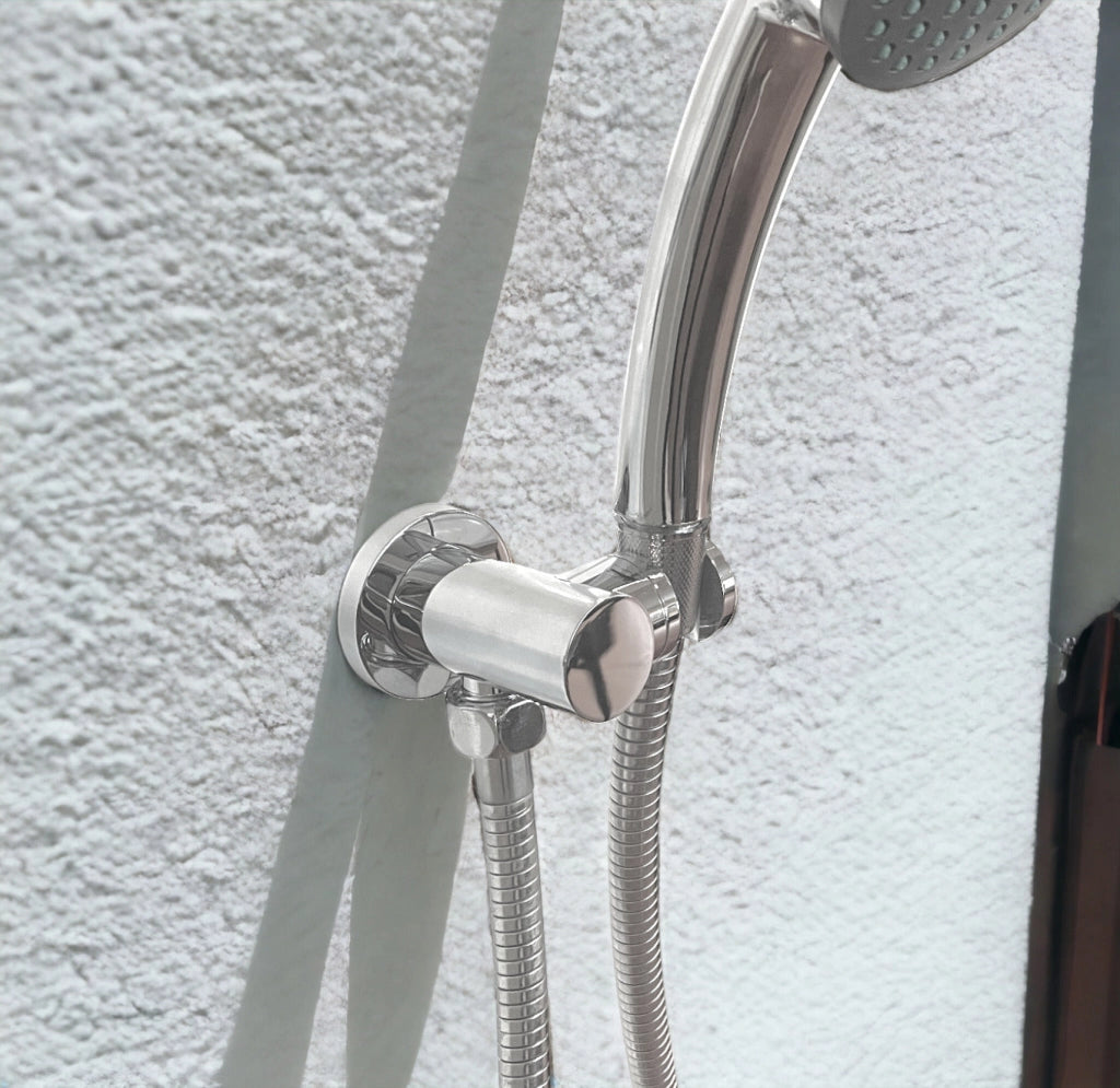Supporto per doccia con presa acqua integrata, stile tondo in ottone pesante