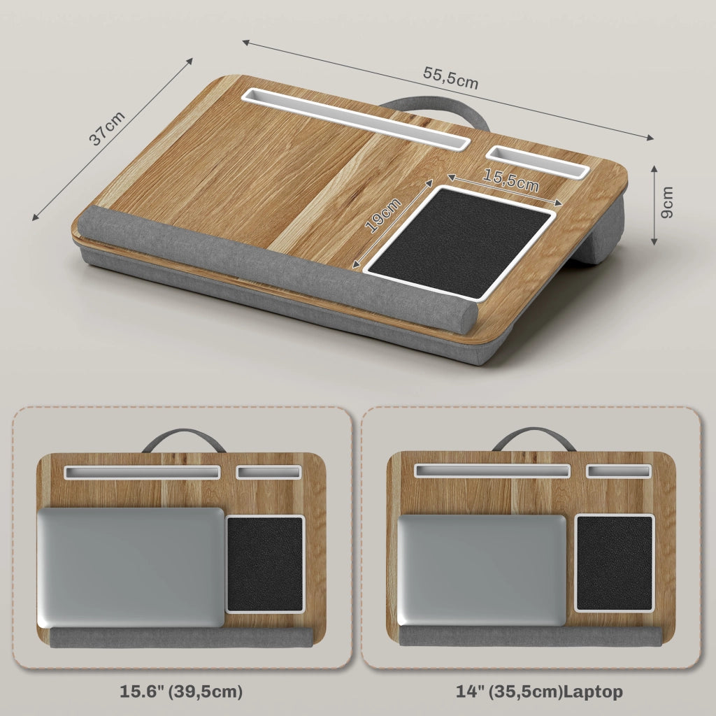 Supporto per Laptop con Cuscino e Ripiano per Mouse ¨C Zephmum ¨C Legno di Quercia