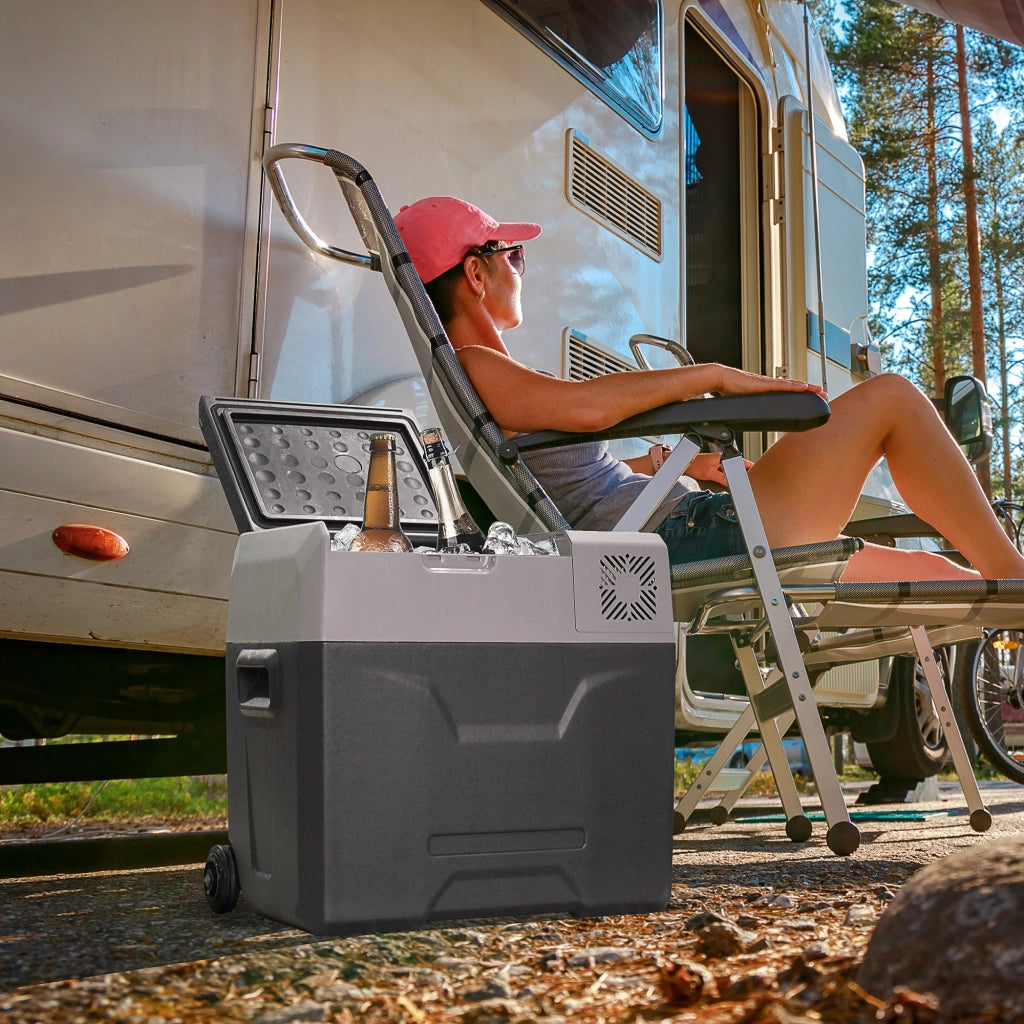Frigo Portatile per Auto da 50L 58,6x37,8x54,5 cm con Pannello Touch e Ruote Grigio