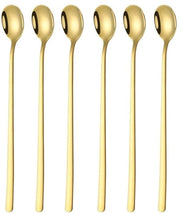 Set di cucchiai per caffè 6 pezzi - Acciaio inossidabile - Cucchiaio per ghiaccio - Cucchiaio lungo per caffè - Ideale per caffè freddo/tea fredda - Manico 23,5 cm - Cucchiai per caffè
