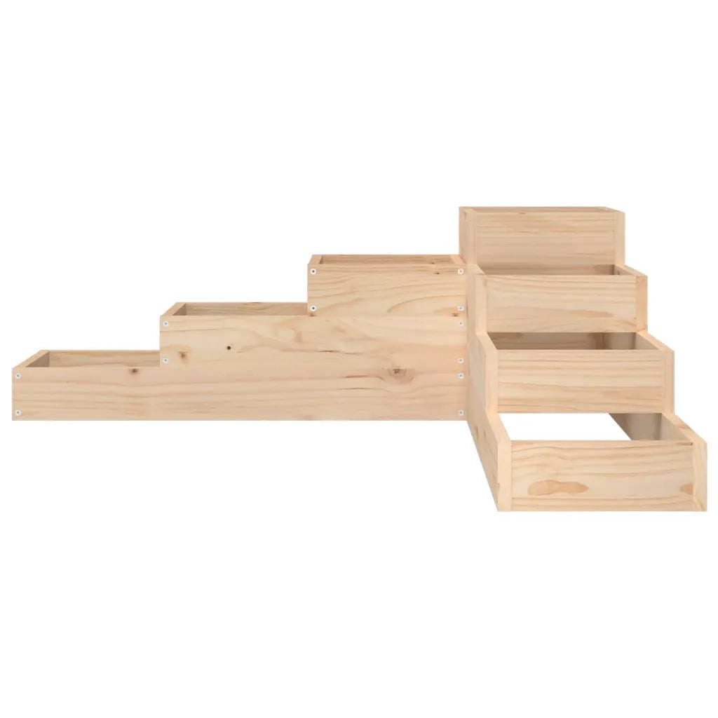 Fioriera angolare a 4 livelli per balcone o giardino 106 x 104,5 x 36 cm realizzata in legno massello di pino naturale 02_0048509