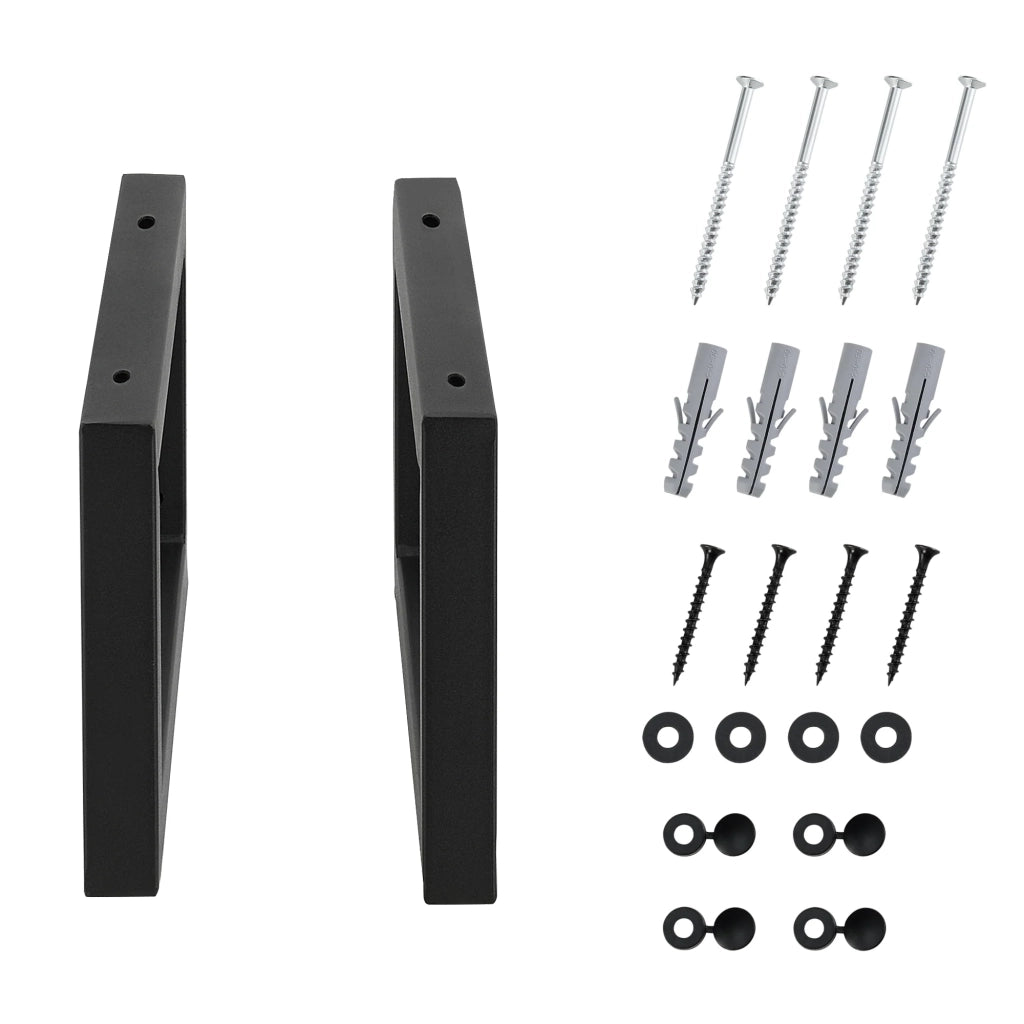 Set 2 staffe da parete fai da te in acciaio 45 x 20 cm nero opaco 03_0008098