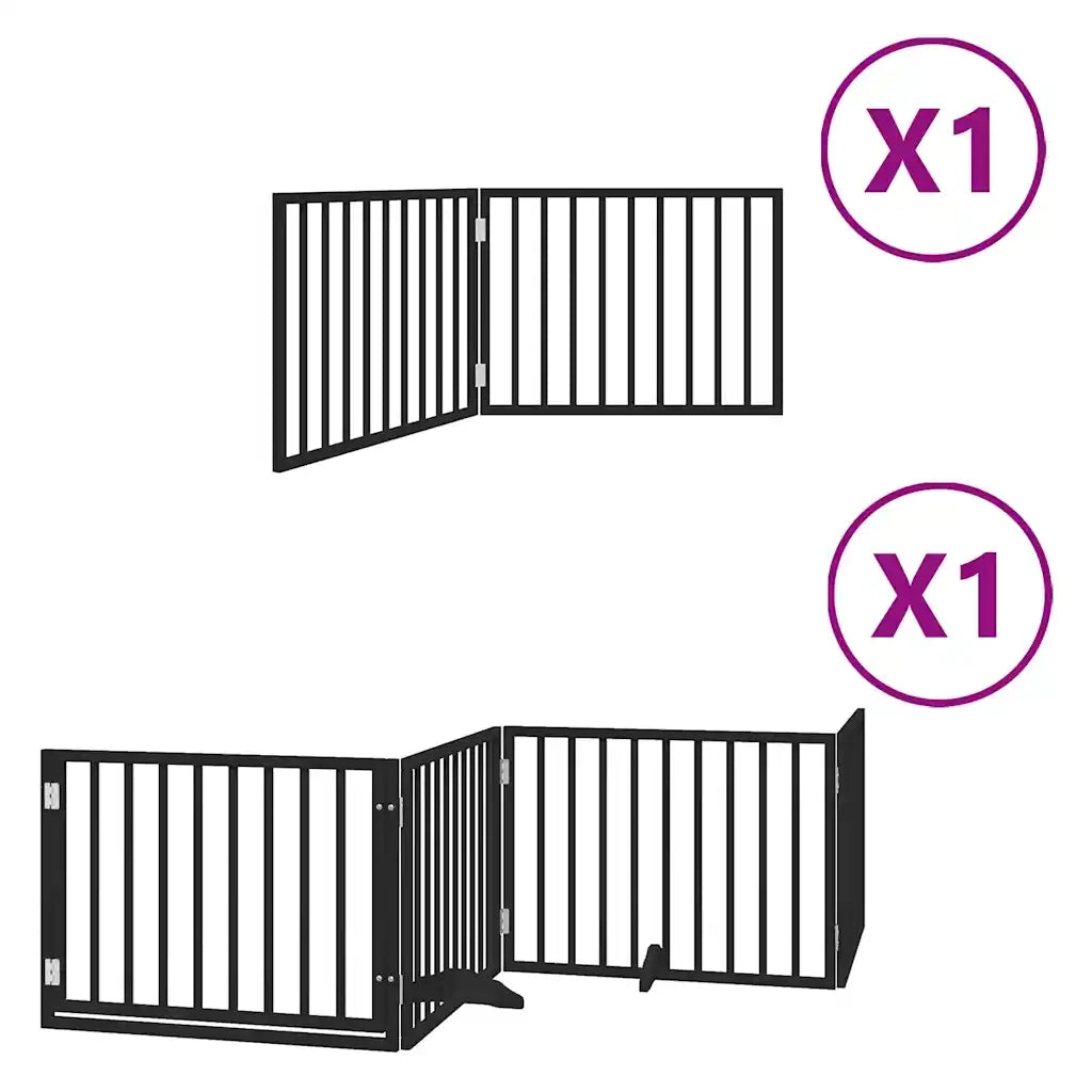 vidaXL Cancello per Cani Porta Pieghevole Nero 6 Pannelli 480cm Pioppo