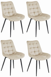 Sedia VALORA BERA - Moderna in velluto beige con gambe nere x 4