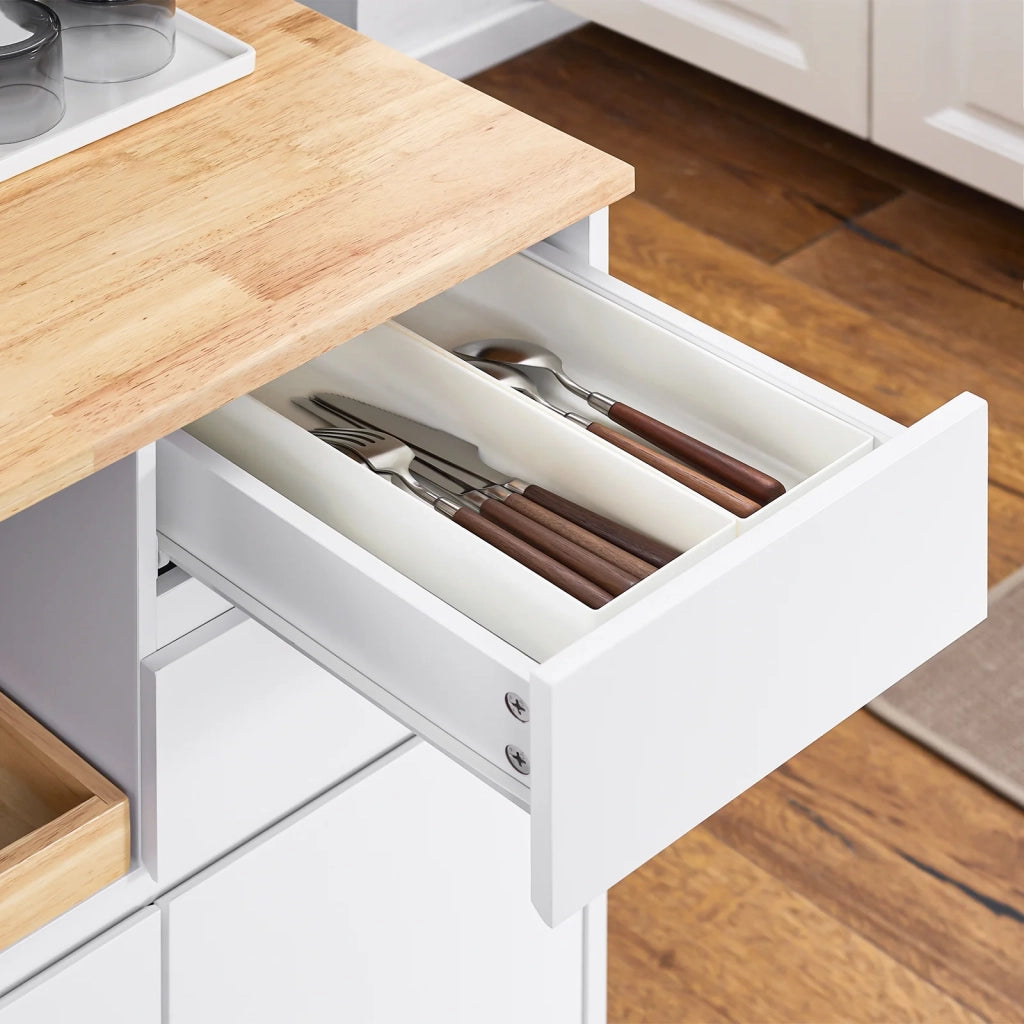 Carrello cucina con 2 cassetti e 2 ante Carrello multiuso Bianco 72x40x84cm FKW123-WN