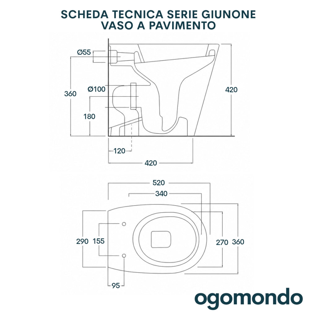 Vaso wc ceramica serie giunone a pavimento bianco lucido filo parete *** accessori senza fissaggi, confezione 1
