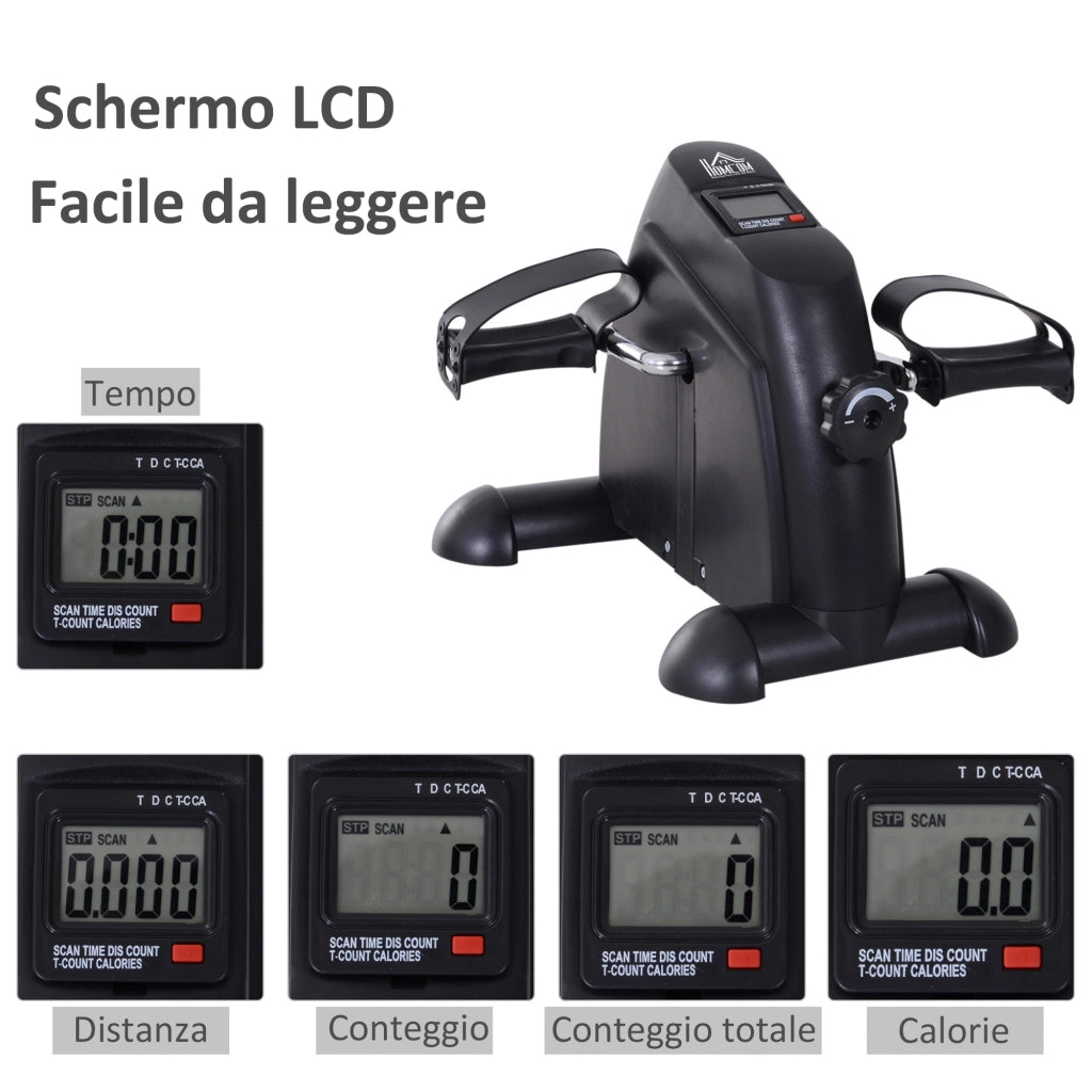 Easycomfort Mini Cyclette Portatile per l'Allenamento di Gambe per Braccia con Display LCD TPR, PP, PP, ruota in ghisa 35 x 40 x 31 cm Nero