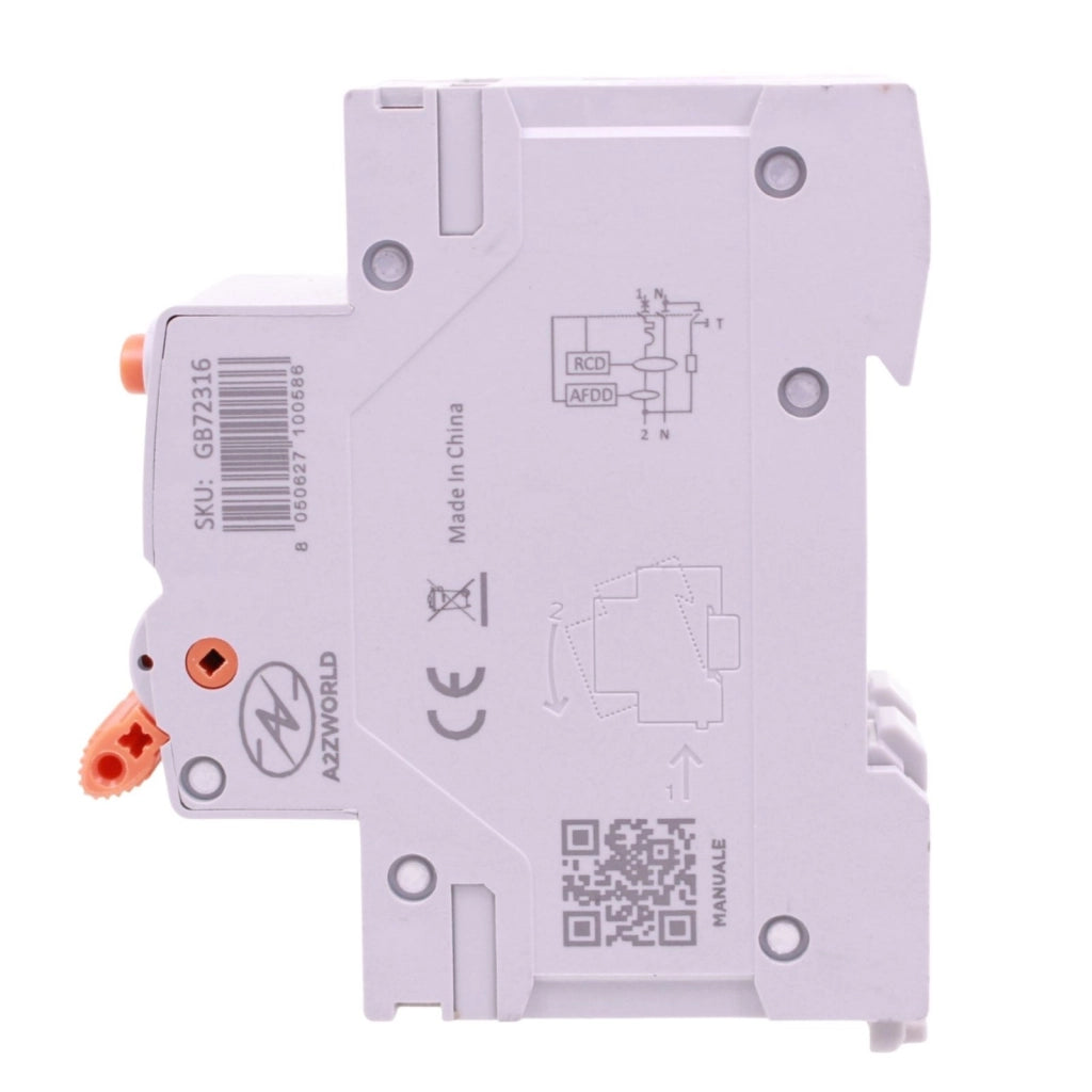 AFDD+RCBO Interruttore Antiincendio, Magnetotermico Differenziale con Rilevamento Di Arco Elettrico, Tipo A Curva C, 1P+N 2M 6000A 30mA, AC 220V Doppia Leva,GYR9NE-ARC,10A 16A 20A 25A 32A 40A (C16A)