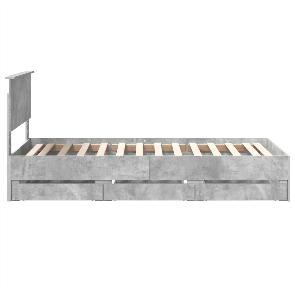 Struttura del letto con cassetto Grigio cemento 75 x 190 cm
