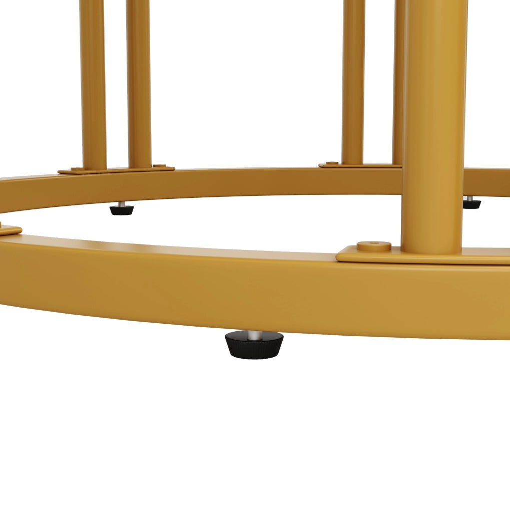 Tavolo da pranzo 100x100x76 cm con gambe regolabili; piano in MDF; oro e bianco