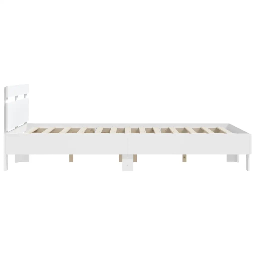 Giroletto con Testiera Bianco 150x200 cm in Legno Multistrato