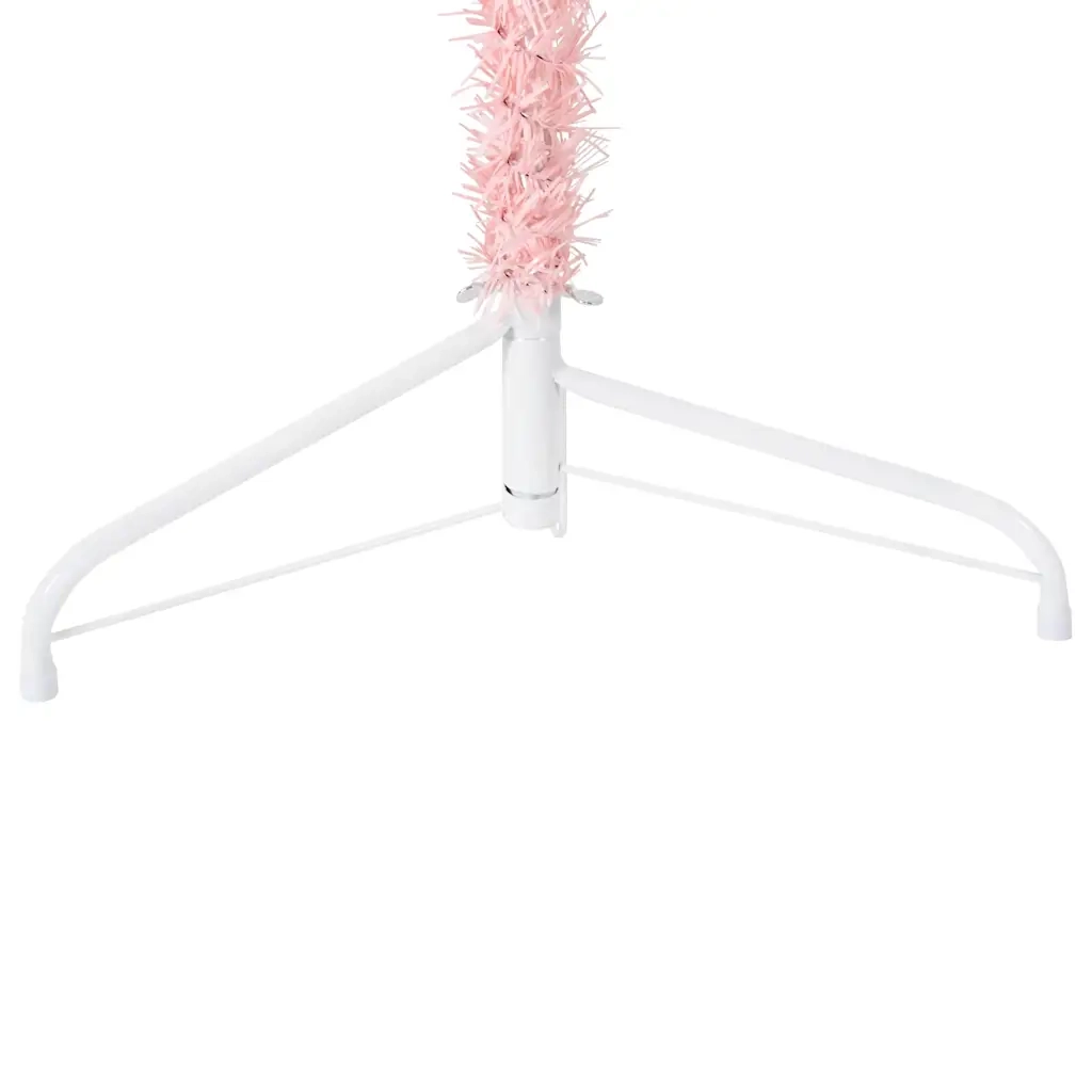Albero Natale Artificiale Sottile a MetÃ  e Supporto Rosa 210 cm