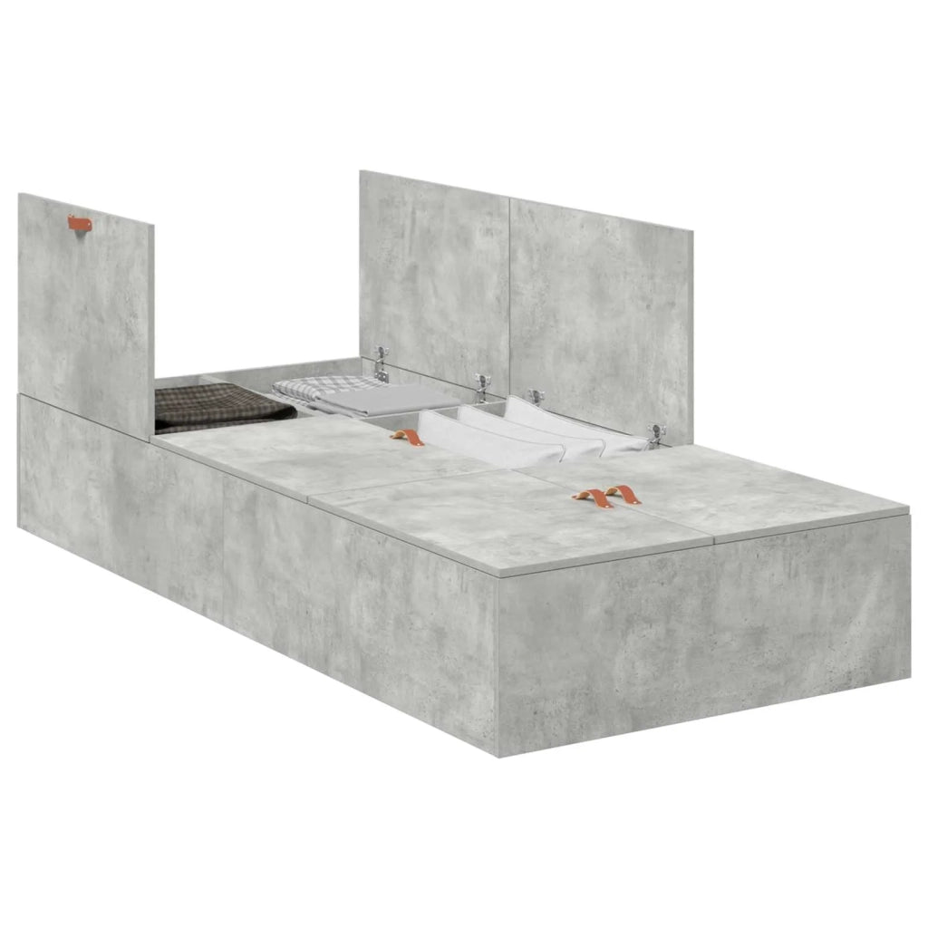 Struttura letto con contenitore Grigio cemento 90 x 200 cm 3335344