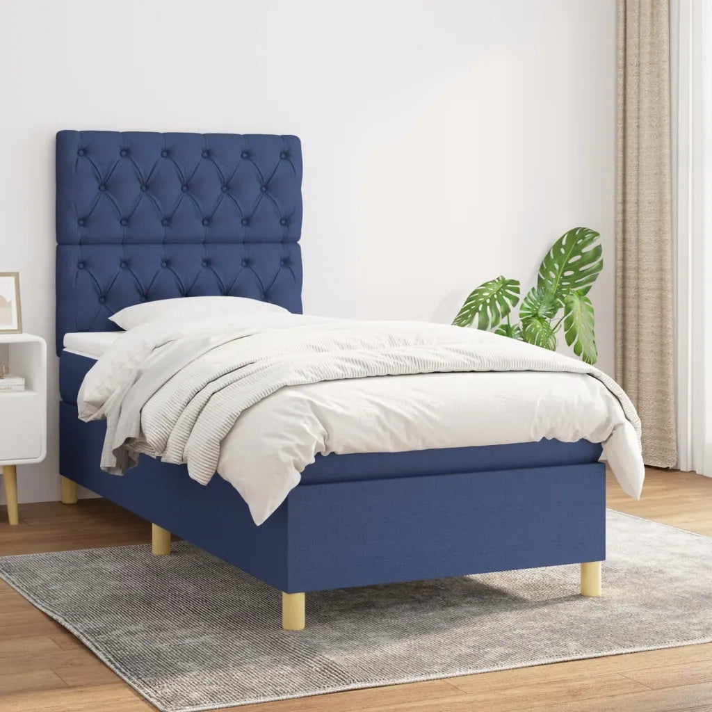 Giroletto a Molle con Materasso-Struttura Letto Blu 80x200 cm inTessuto 494764