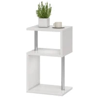 Tavolino con Luce LED a 3 Livelli con Ripiani e Struttura in Alluminio per Soggiorno Camera da Letto 44x38x75 cm Bianco
