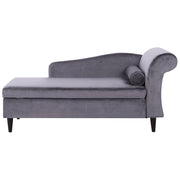 Chaise longue Rivestimento in velluto grigio con contenitore a versione destra con supporto