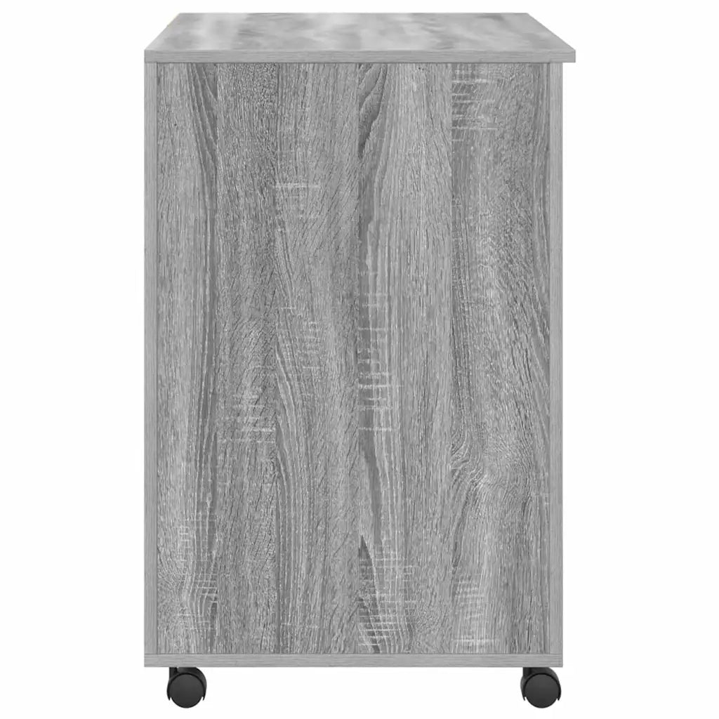 Scrivania | Tavolo da Ufficio con Ruote con cassetto Grigio Sonoma 91 x 50 x 77 cm