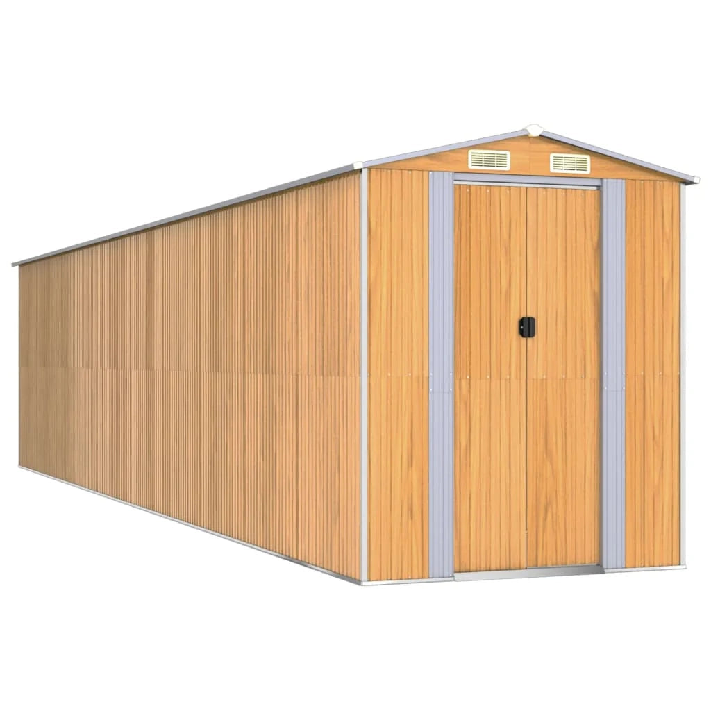 Casetta da giardino cabina ripostiglio casetta da esterno robusta casetta per attrezzi colore chiaro 192 x 855 x 223 cm acciaio zincato marrone 02_0022310