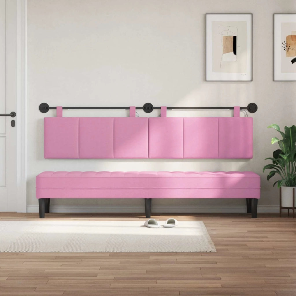 Testiera sospesa Con luce LED Rosa Tessuto
