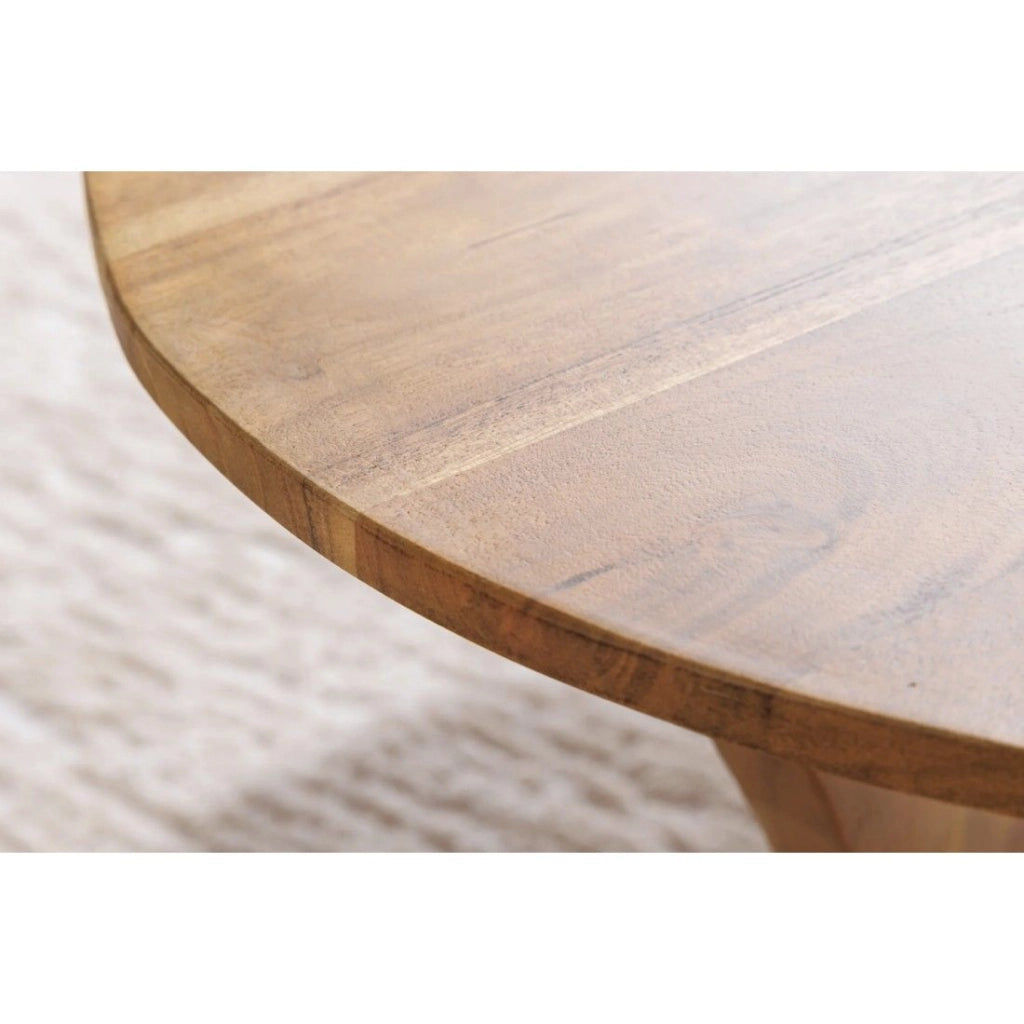 Tavolino basso ABITTA rotondo 70 cm in legno di acacia - Tavolino basso moderno in legno massello