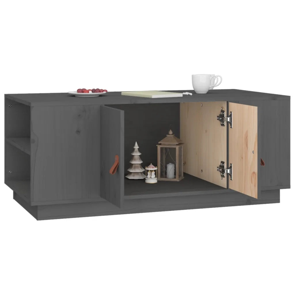 Tavolino da Salotto Grigio 100x50x41 cm Legno Massello di Pino cod mxl 26079