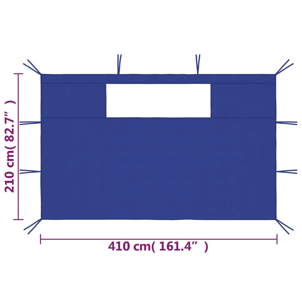 Pareti con Finestre per Gazebo 2 pz Blu 3070426