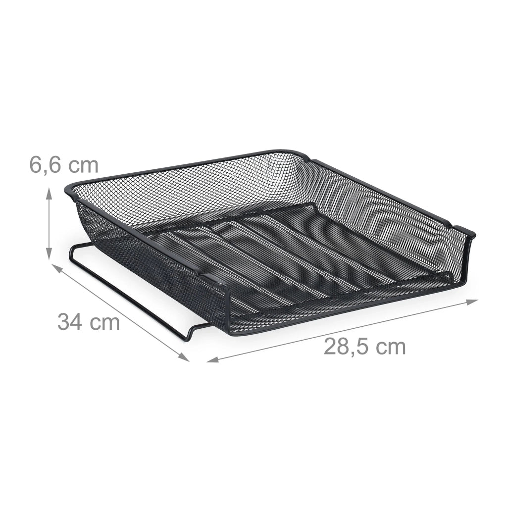 Portadocumenti impilabile in metallo studio 30 x 25 x 15 cm per documenti A4 decorativo in metallo nero 13_0012616