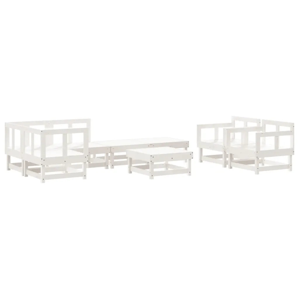 Set Salotto da Giardino 8 pz in Legno Massello di Pino Biancocod mxl 69971