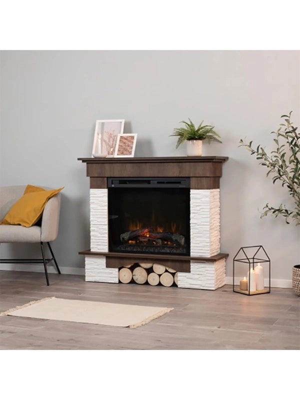 Caminetto elettrico da pavimento a libera installazione a LED - Rovere - 28" - 114 x 98 x 32 - PORTO