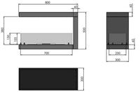 Camino a Bioetanolo Trifacciale da Incasso 80x50 cm Inside u 800 Nero con Vetro