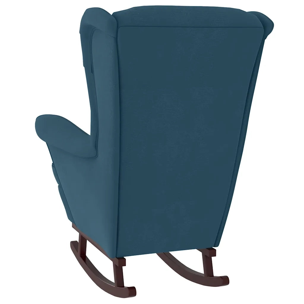 Sedia a dondolo con schienale alto in velluto blu CFW5064822