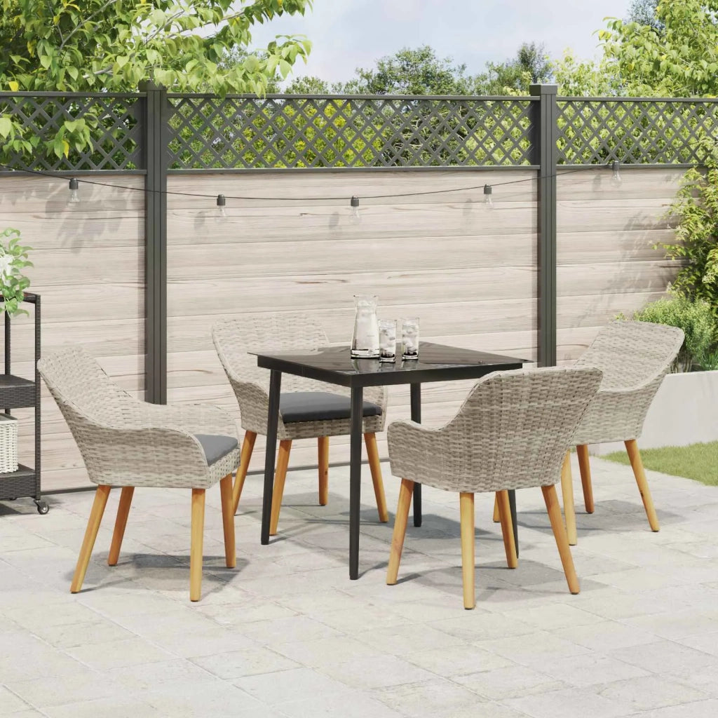 Set da Pranzo per Giardino 5 pcs Grigio chiaro polyrattan