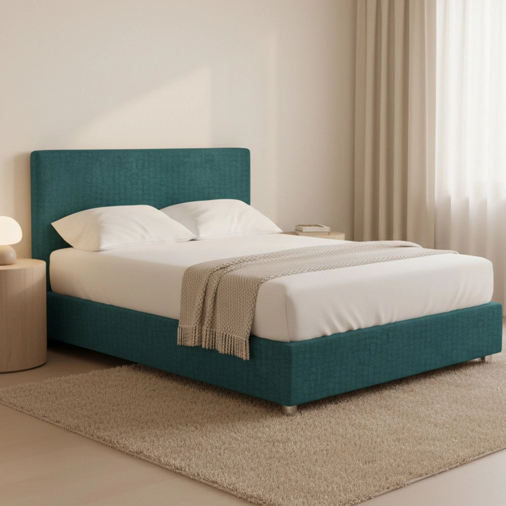 Harlow, Letto Piazza e Mezza Sfoderabile Made in Italy, Verde Petrolio