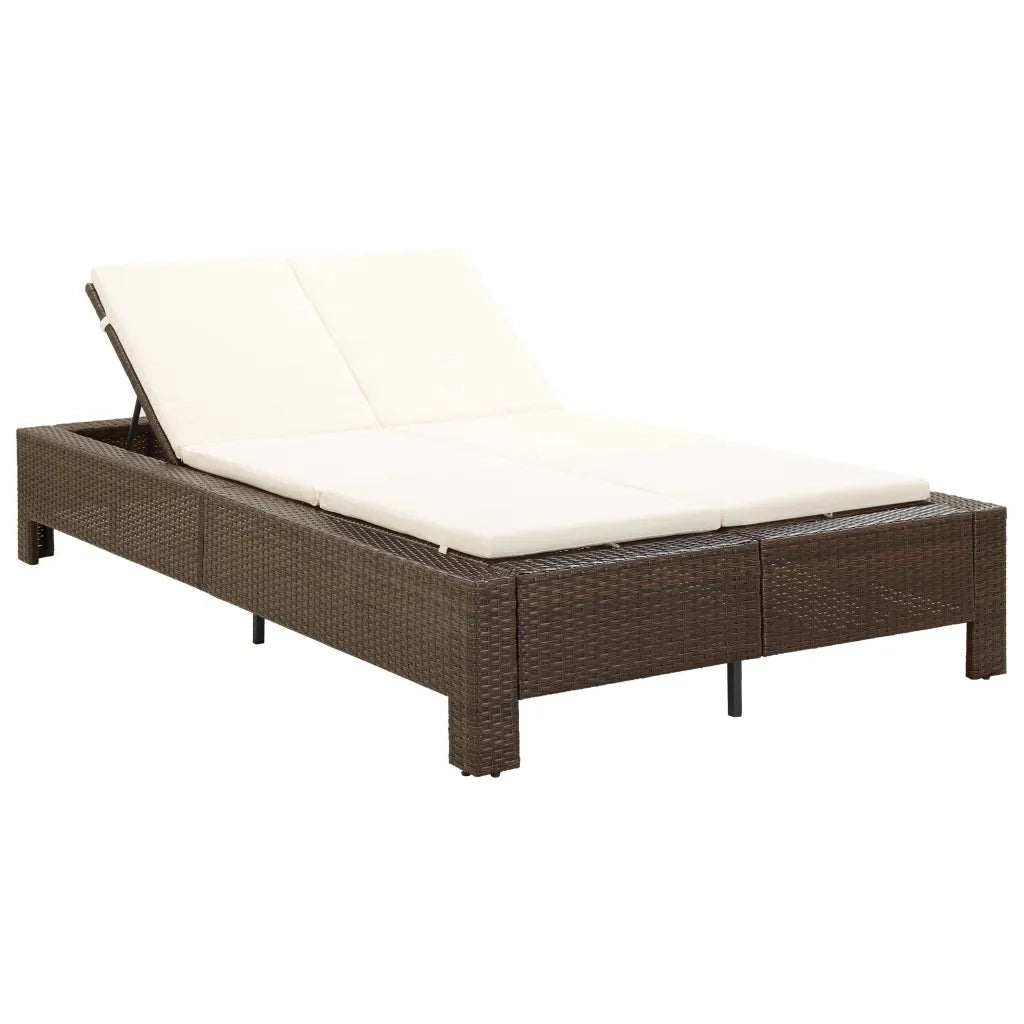 Lettino Prendisole a 2 Posti con Cuscino Marrone in Polyrattan cod mxl 64491