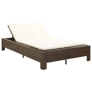 Lettino Prendisole a 2 Posti con Cuscino Marrone in Polyrattan cod mxl 64491