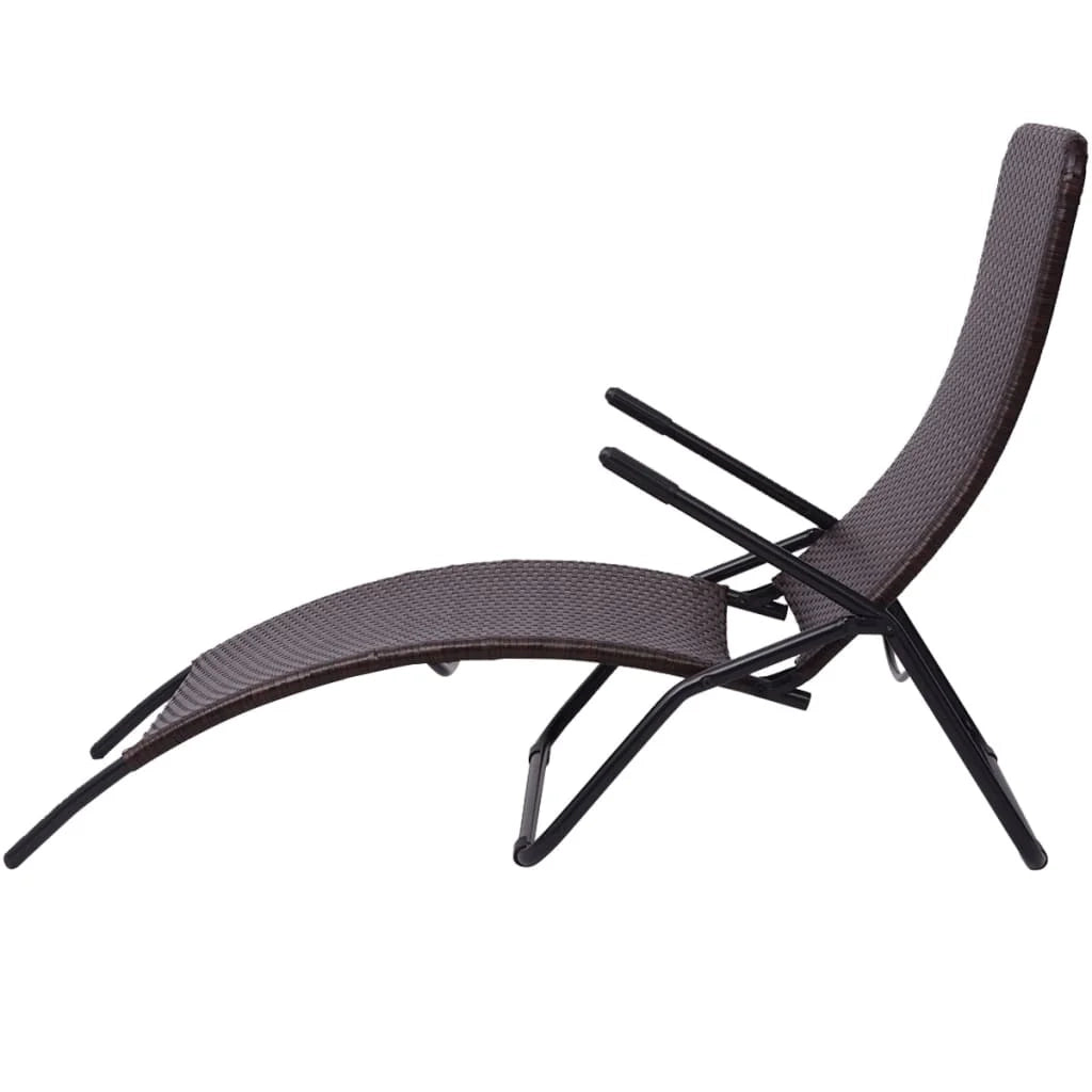 Lettino prendisole sedia a sdraio lettino prendisole letto da giardino mobili da giardino mobili da esterno 61 x 147 x 95 cm pieghevole rattan sintetico marrone 02_0012883
