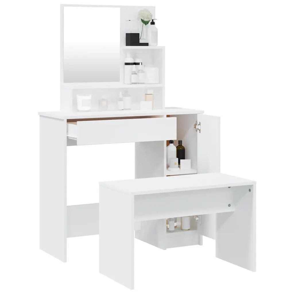 Set Tavolo da Toeletta Bianco 86,5x35x136 cm cod mxl 76383