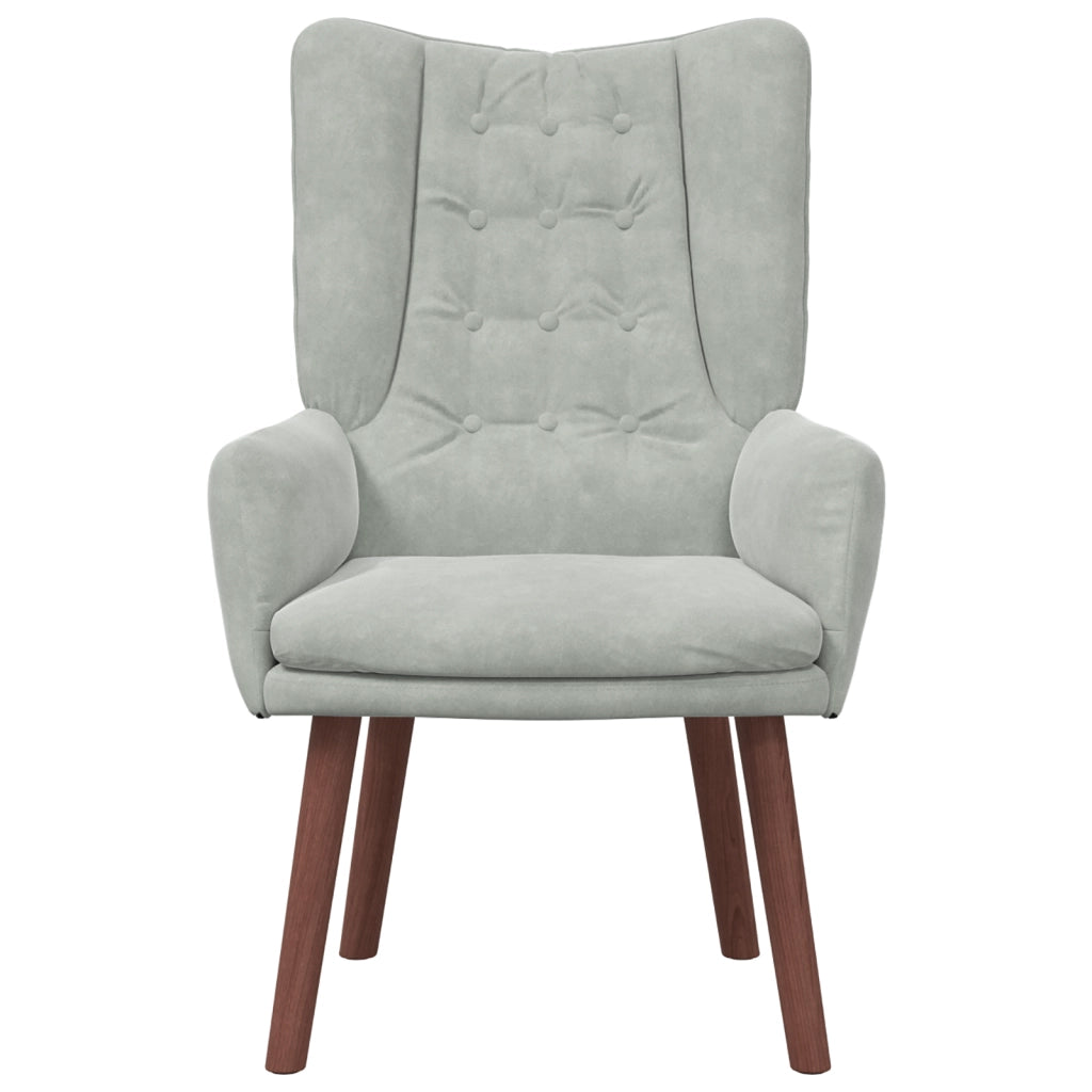 Poltrona Rilassante in Velluto Grigio Chiaro