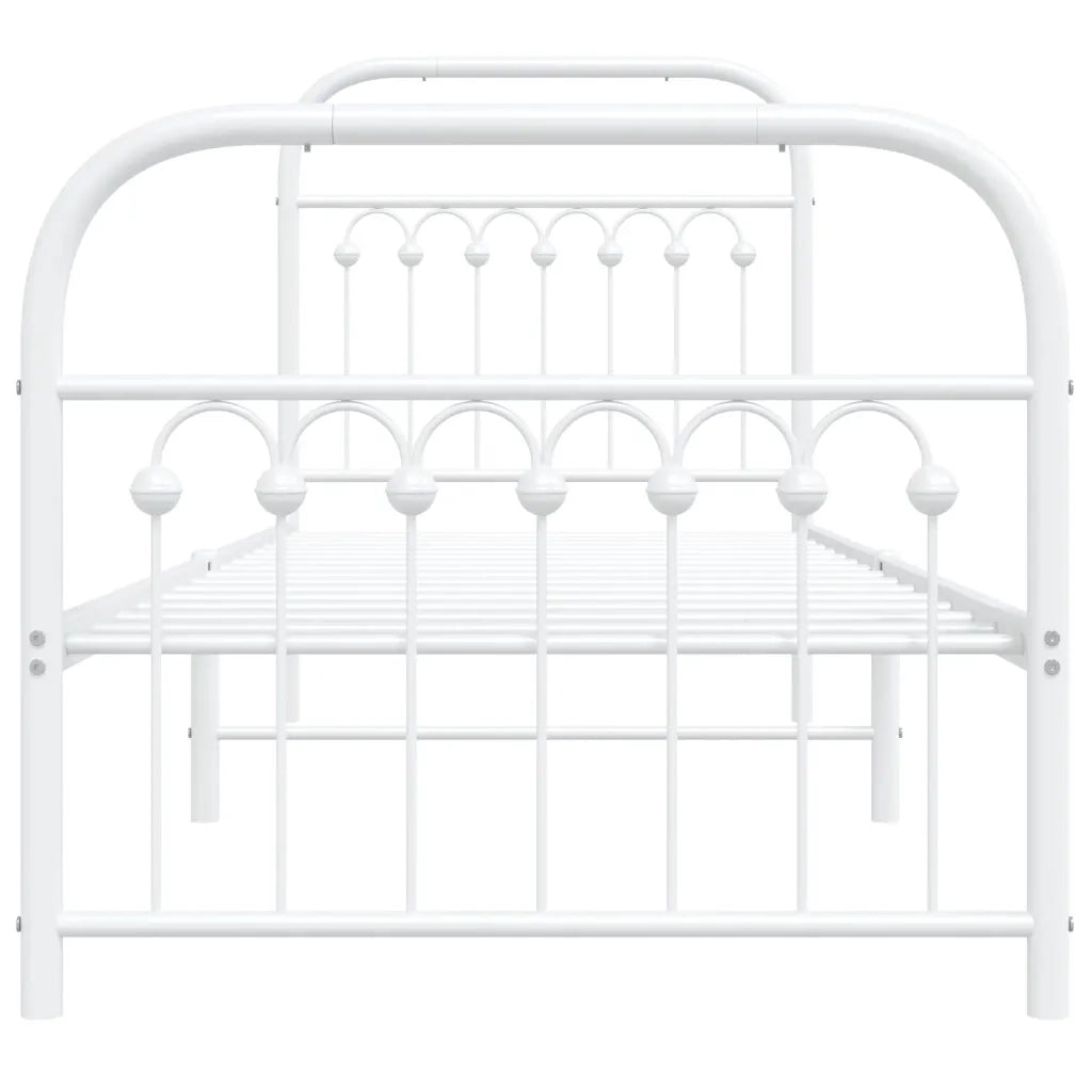 Giroletto con Testiera e Pediera Metallo Bianco 80x200 cm 376658
