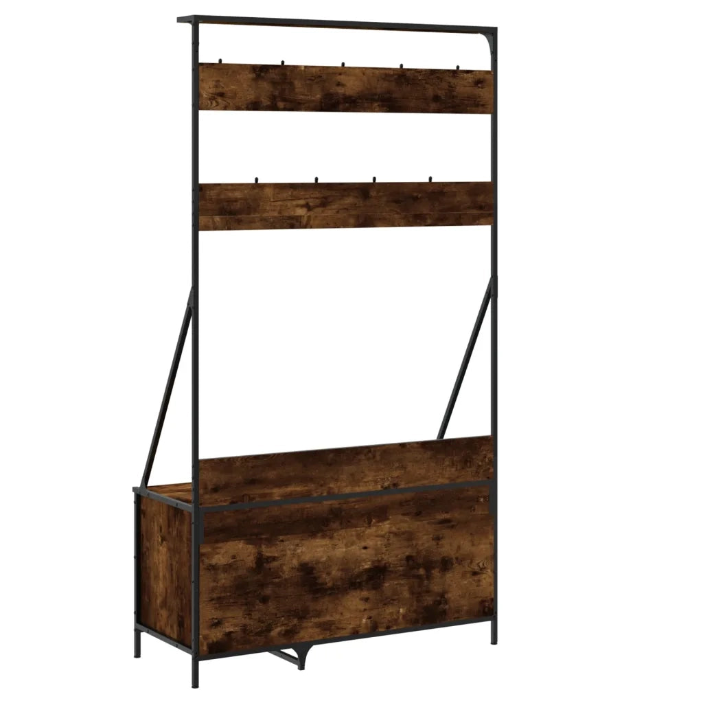 Appendiabiti con Porta Scarpe Rovere Fumo 100x41x184 cm 837869