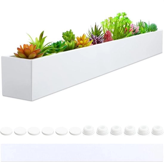 Sostegno moderno per piante in acciaio con scarico d'acqua - bianco 82 x 35 x
